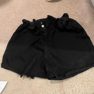 Black jean shorts with high waist